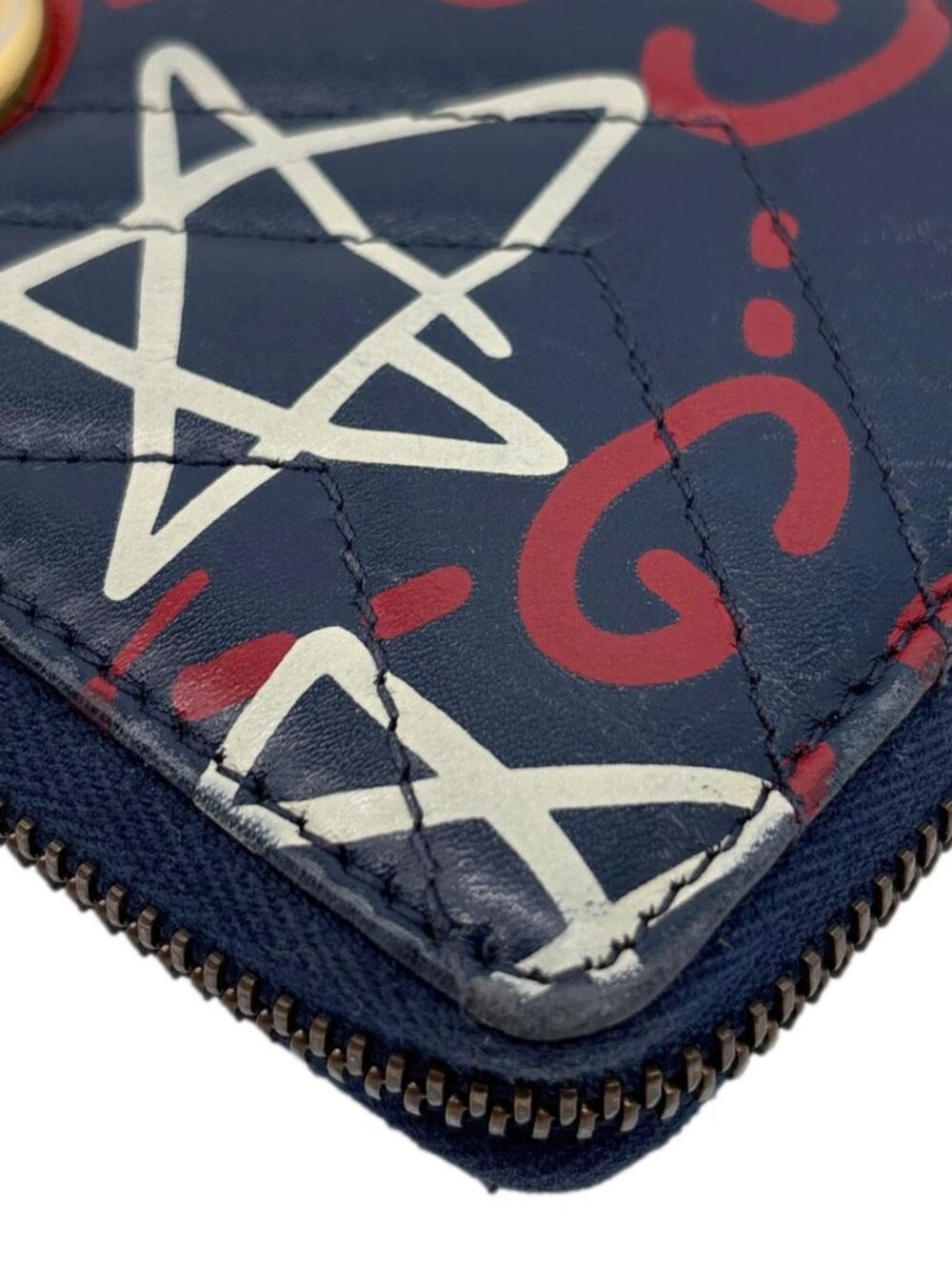 Gucci  Ghost Matelasse Leather Zippy Wallet Blue 448087 - Picture 5 of 15